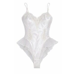 Vintage Victoria's Secret Women's 90s Cream Lace Bodysuit Lingerie / Medium